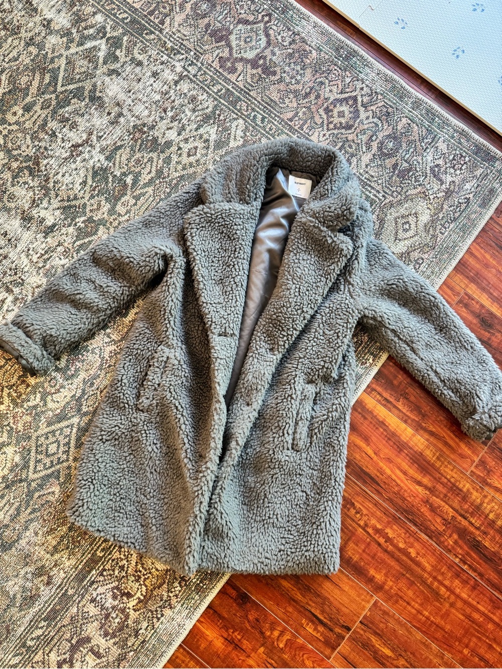 Old Navy Gray Plush Teddy Coat